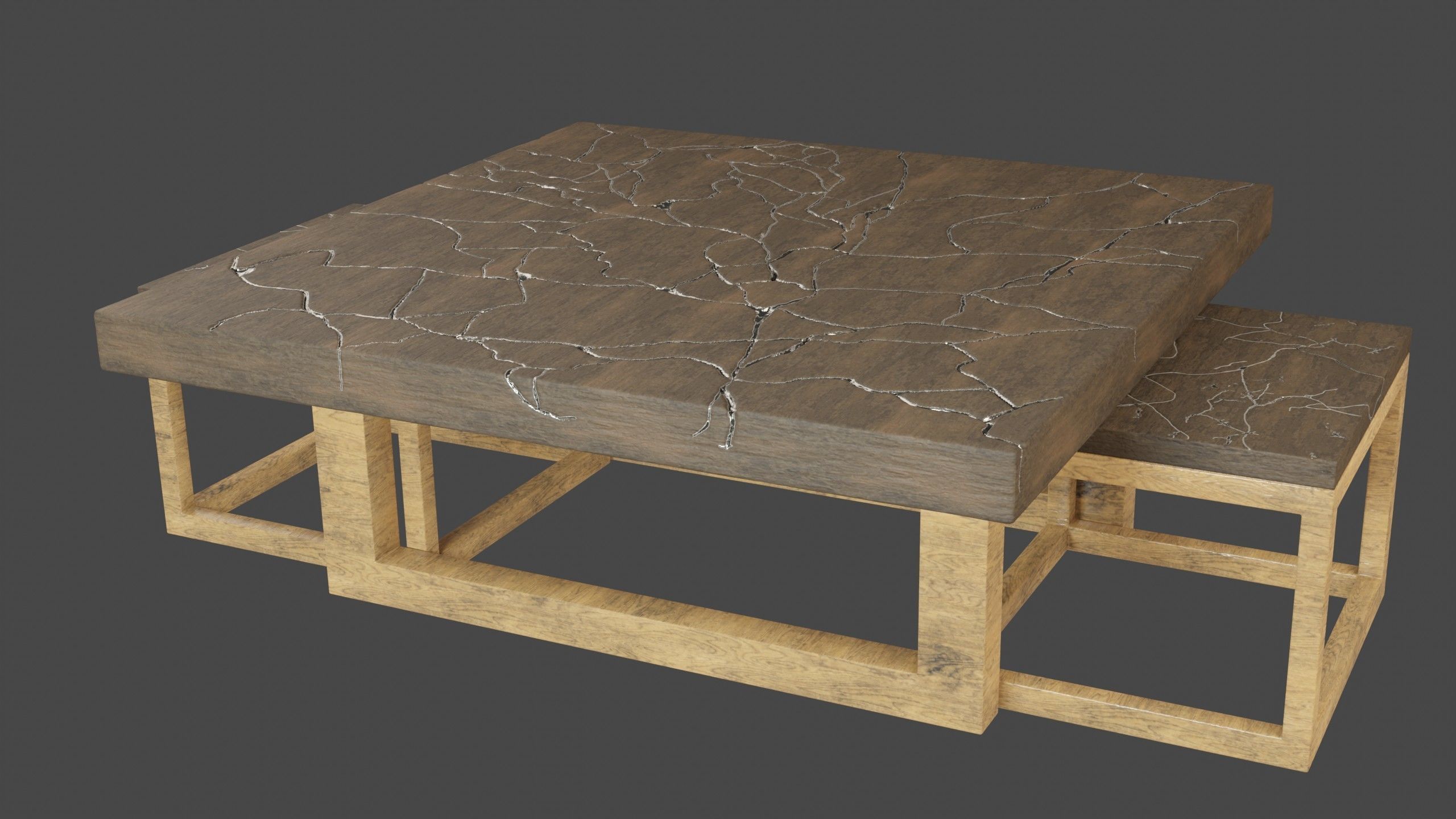 KINTSUGI COFFEE TABLE SET Low-poly 3D model_8