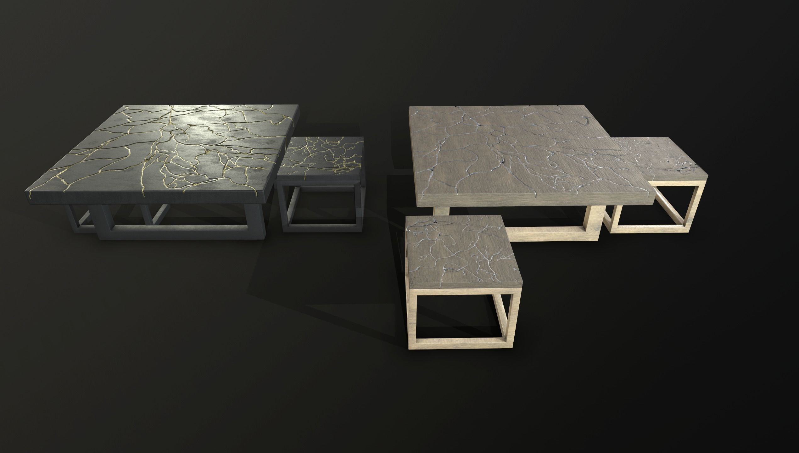 KINTSUGI COFFEE TABLE SET Low-poly 3D model_27