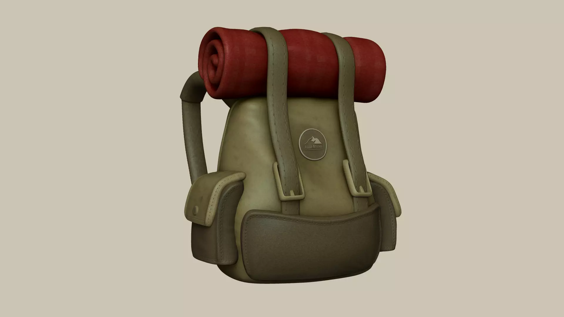 Camping Adventurer Backpack - Character Costume Low-poly 3D model_0
