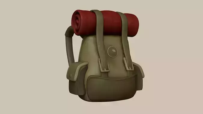 Camping Adventurer Backpack - Character Costume Low-poly 3D model