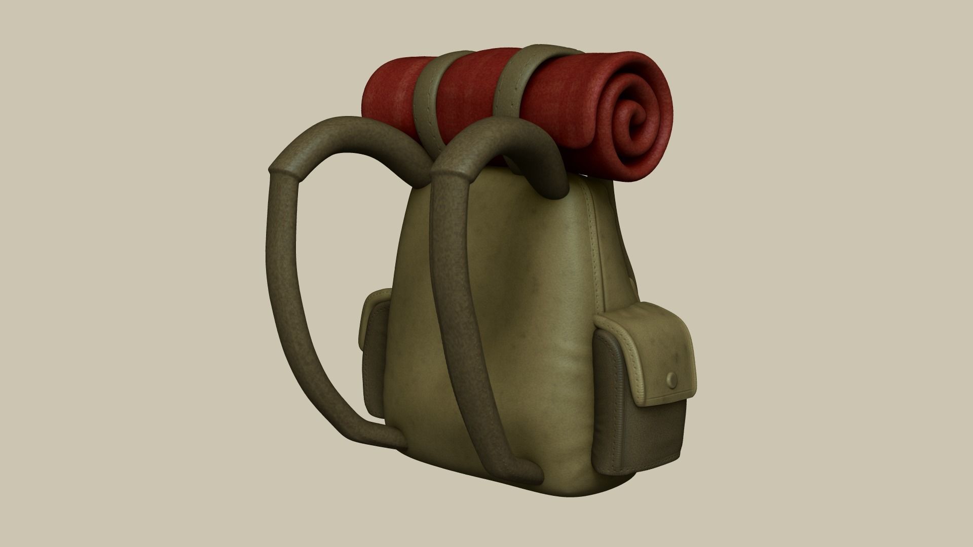 Camping Adventurer Backpack - Character Costume Low-poly 3D model_7