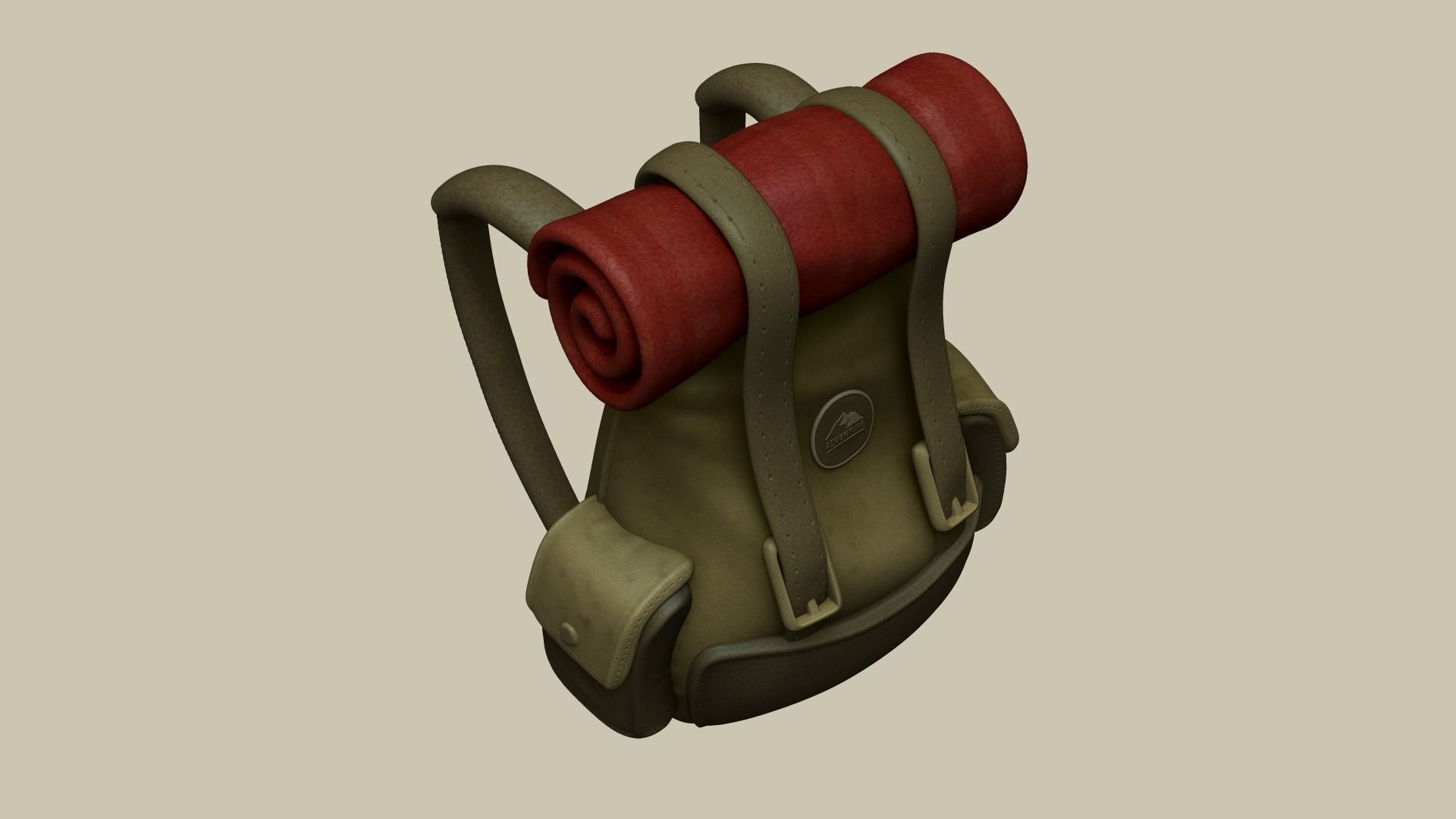 Camping Adventurer Backpack - Character Costume Low-poly 3D model_4