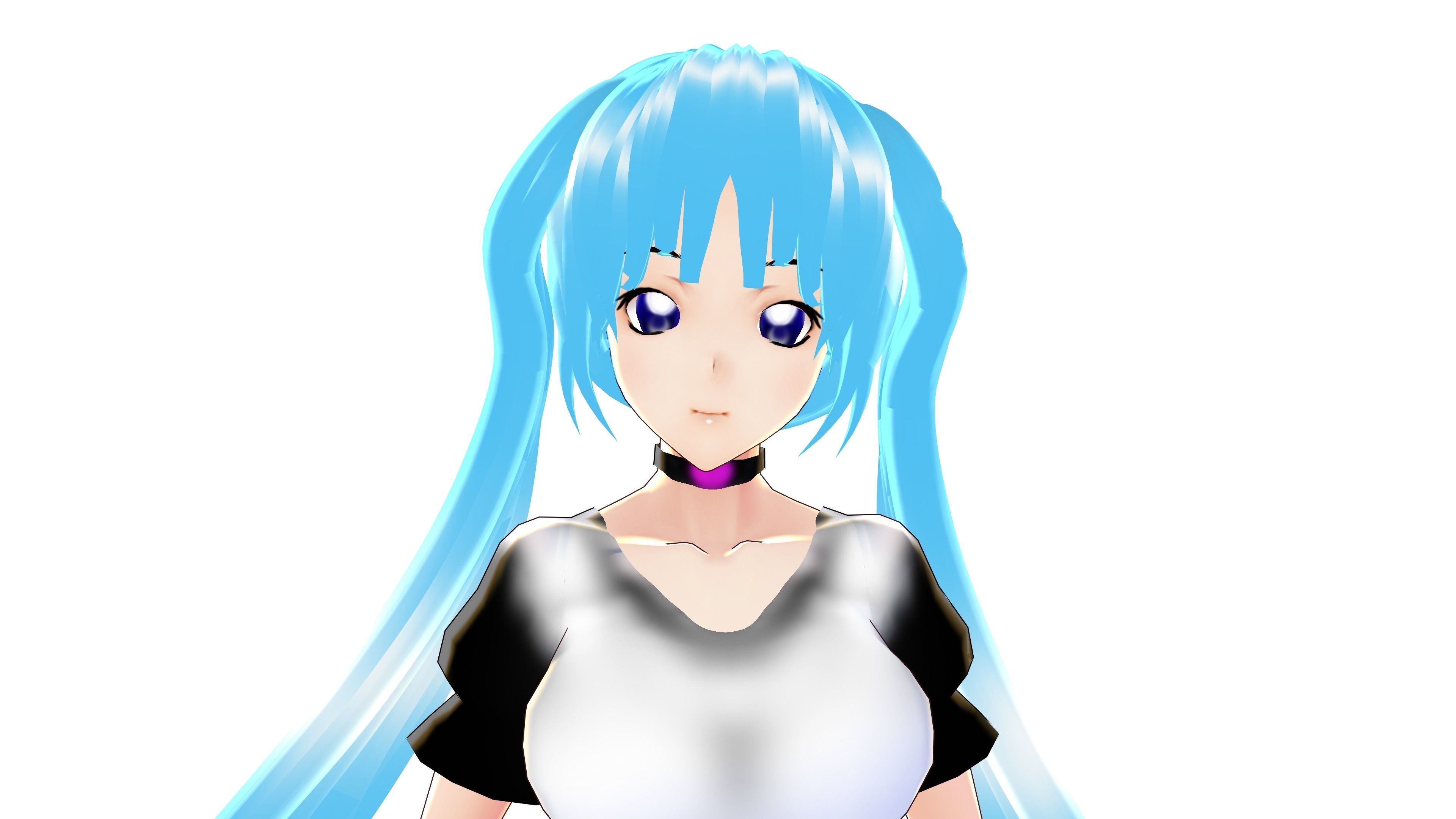 MAID 3D MODEL ANIME CHARACTER LALA T-POSE SHAPE KEYS Low-poly 3D model_1