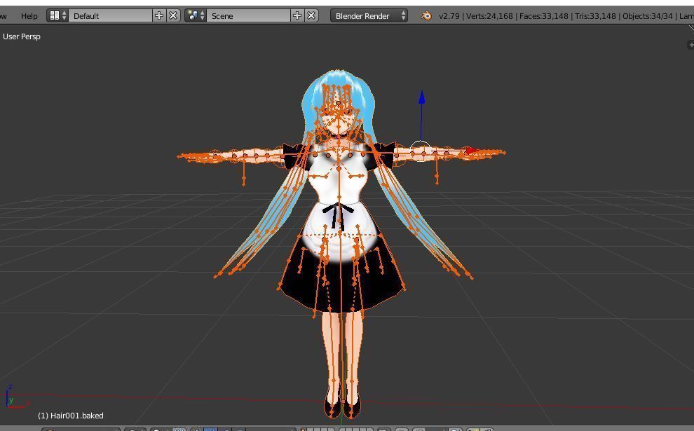 MAID 3D MODEL ANIME CHARACTER LALA T-POSE SHAPE KEYS Low-poly 3D model_12