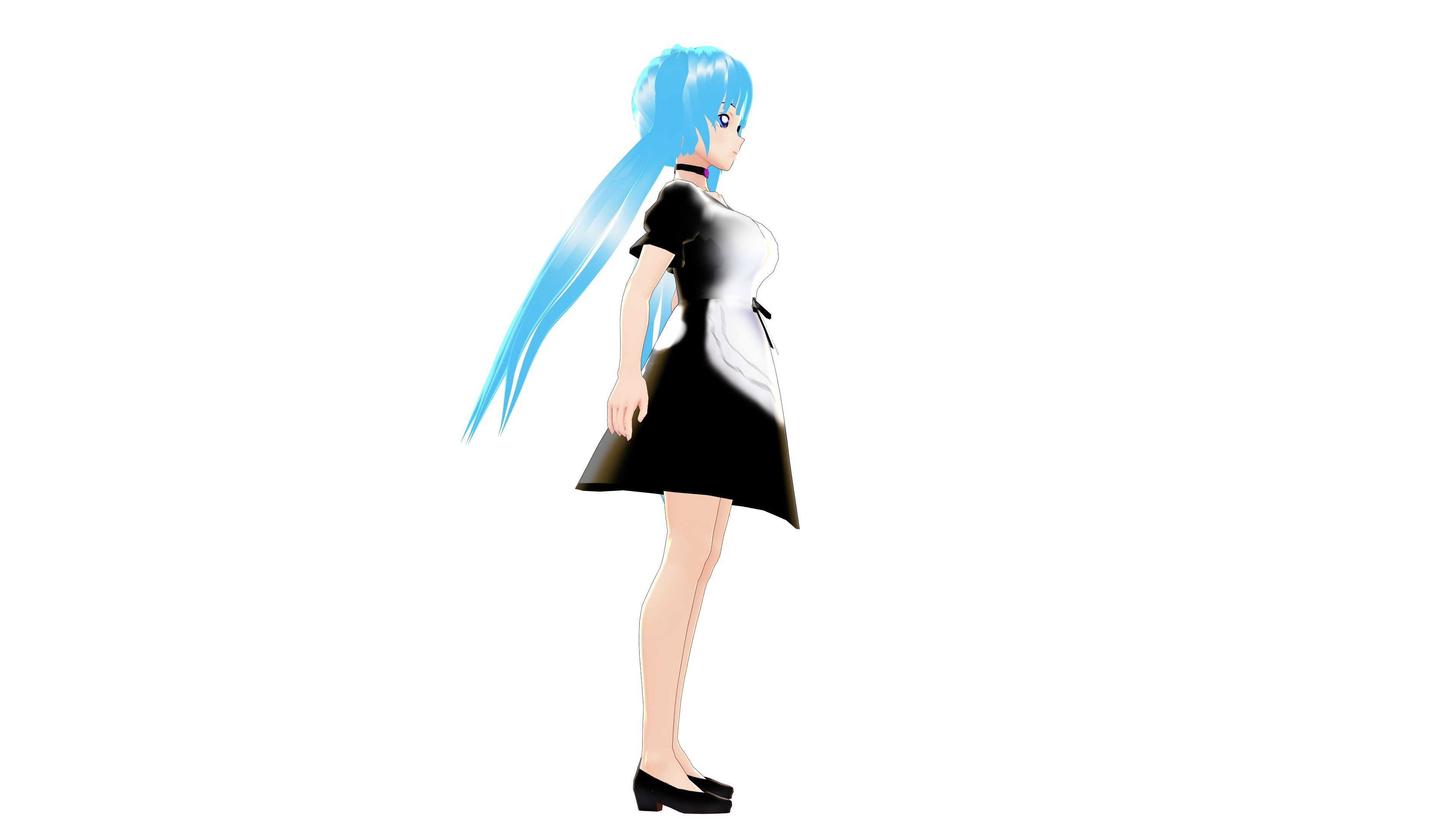 MAID 3D MODEL ANIME CHARACTER LALA T-POSE SHAPE KEYS Low-poly 3D model_10