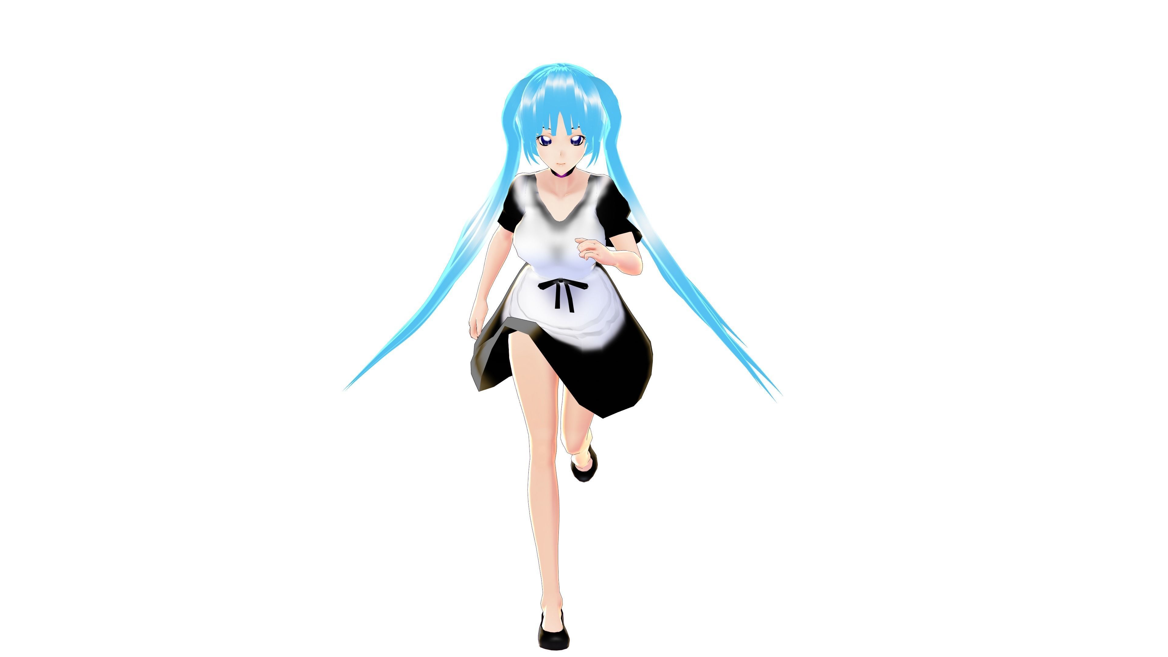 MAID 3D MODEL ANIME CHARACTER LALA T-POSE SHAPE KEYS Low-poly 3D model_4