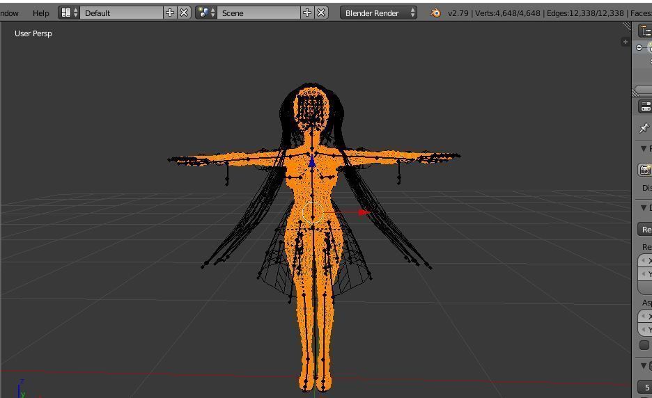 MAID 3D MODEL ANIME CHARACTER LALA T-POSE SHAPE KEYS Low-poly 3D model_13