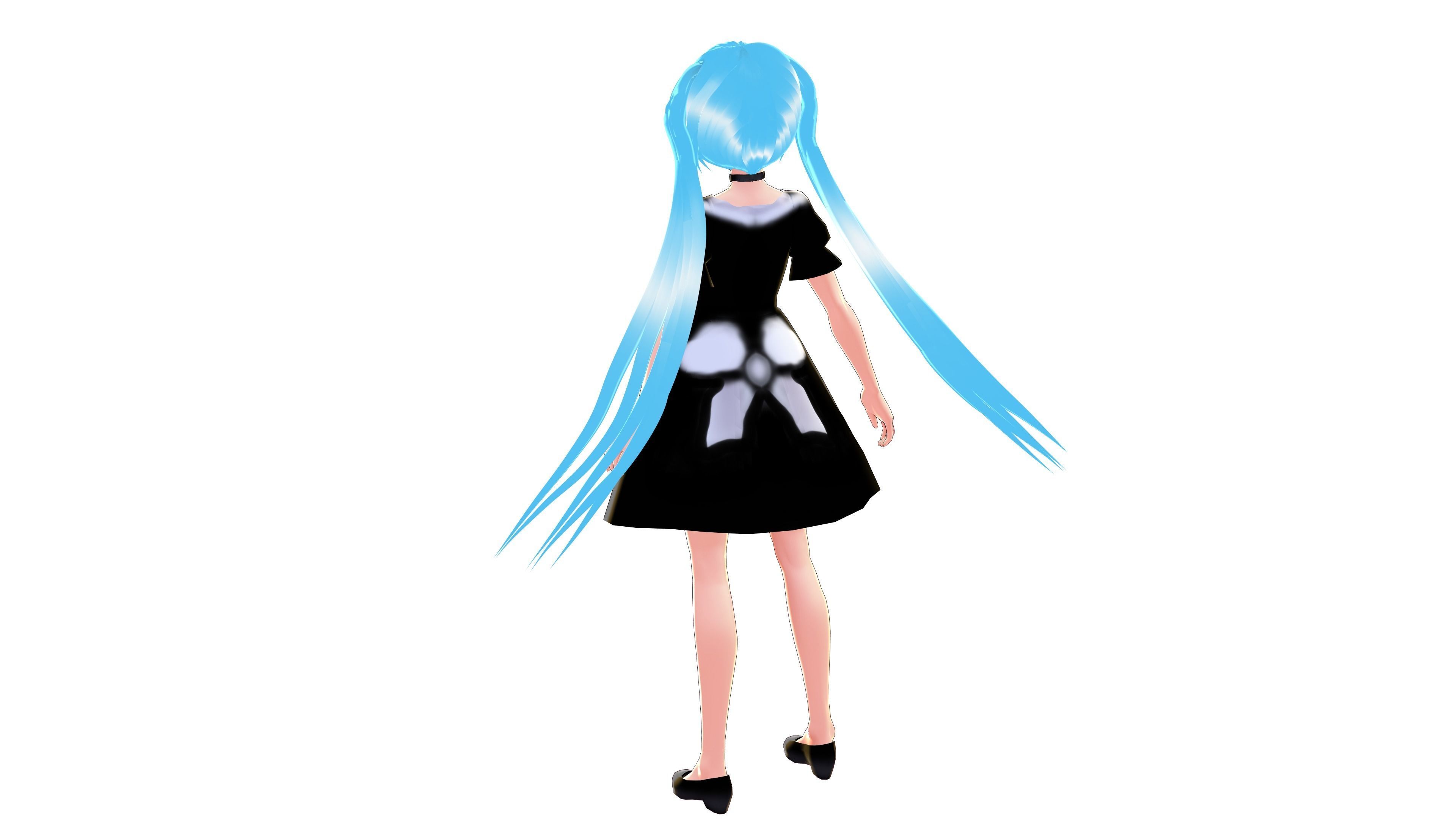 MAID 3D MODEL ANIME CHARACTER LALA T-POSE SHAPE KEYS Low-poly 3D model_7