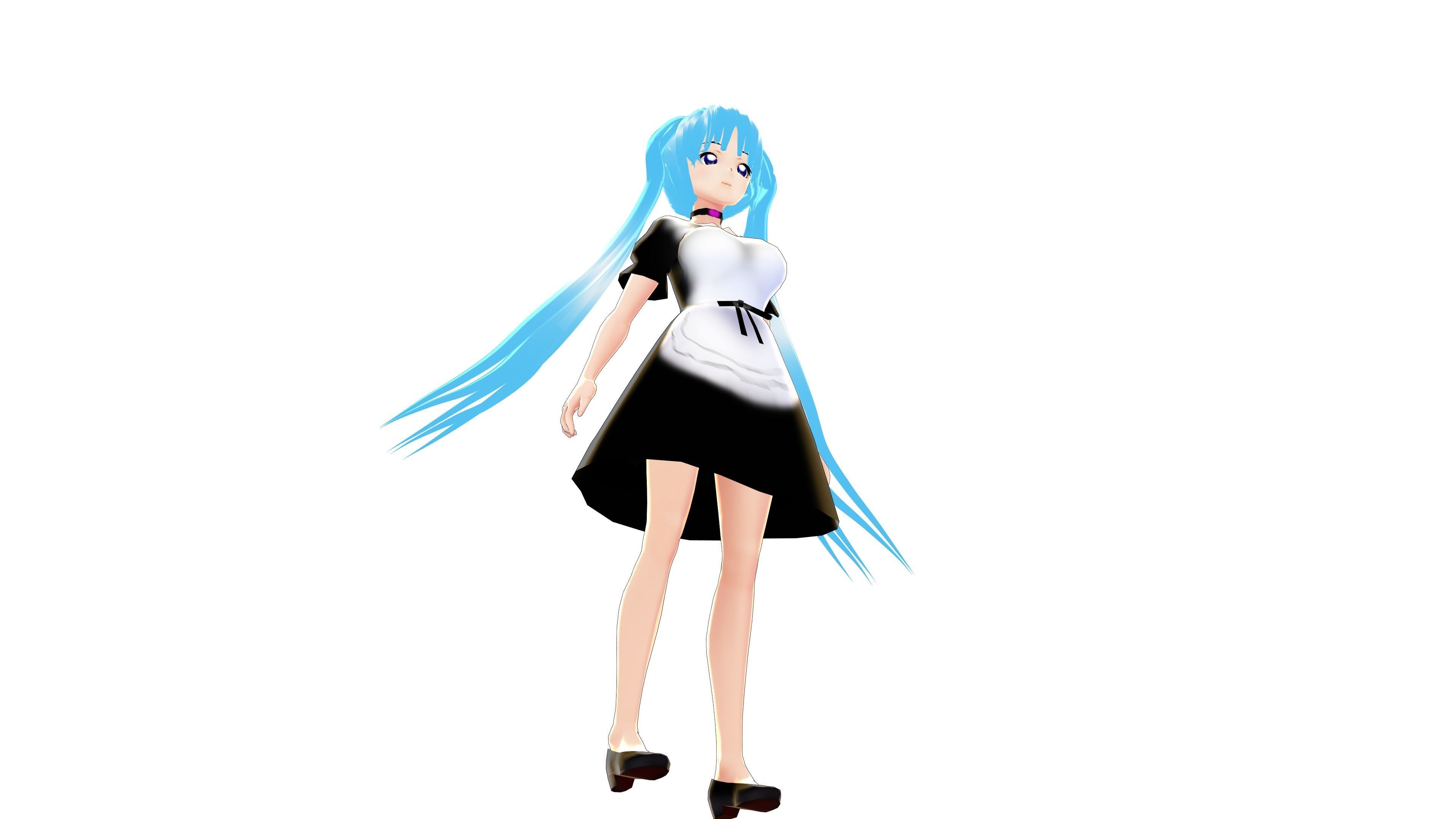 MAID 3D MODEL ANIME CHARACTER LALA T-POSE SHAPE KEYS Low-poly 3D model_11