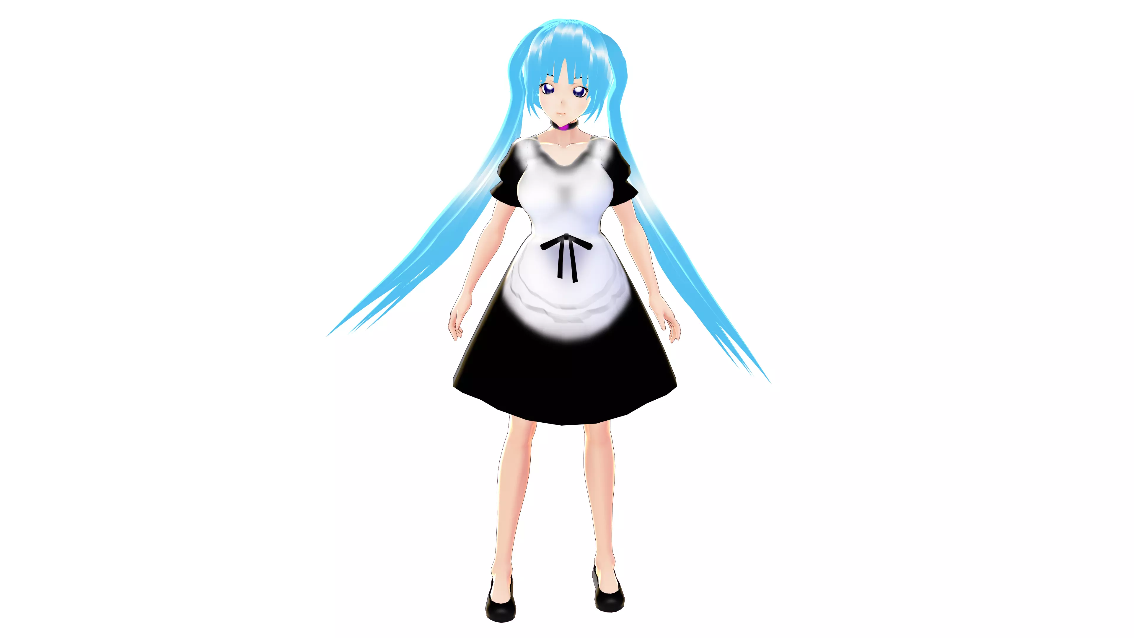 MAID 3D MODEL ANIME CHARACTER LALA T-POSE SHAPE KEYS Low-poly 3D model_0
