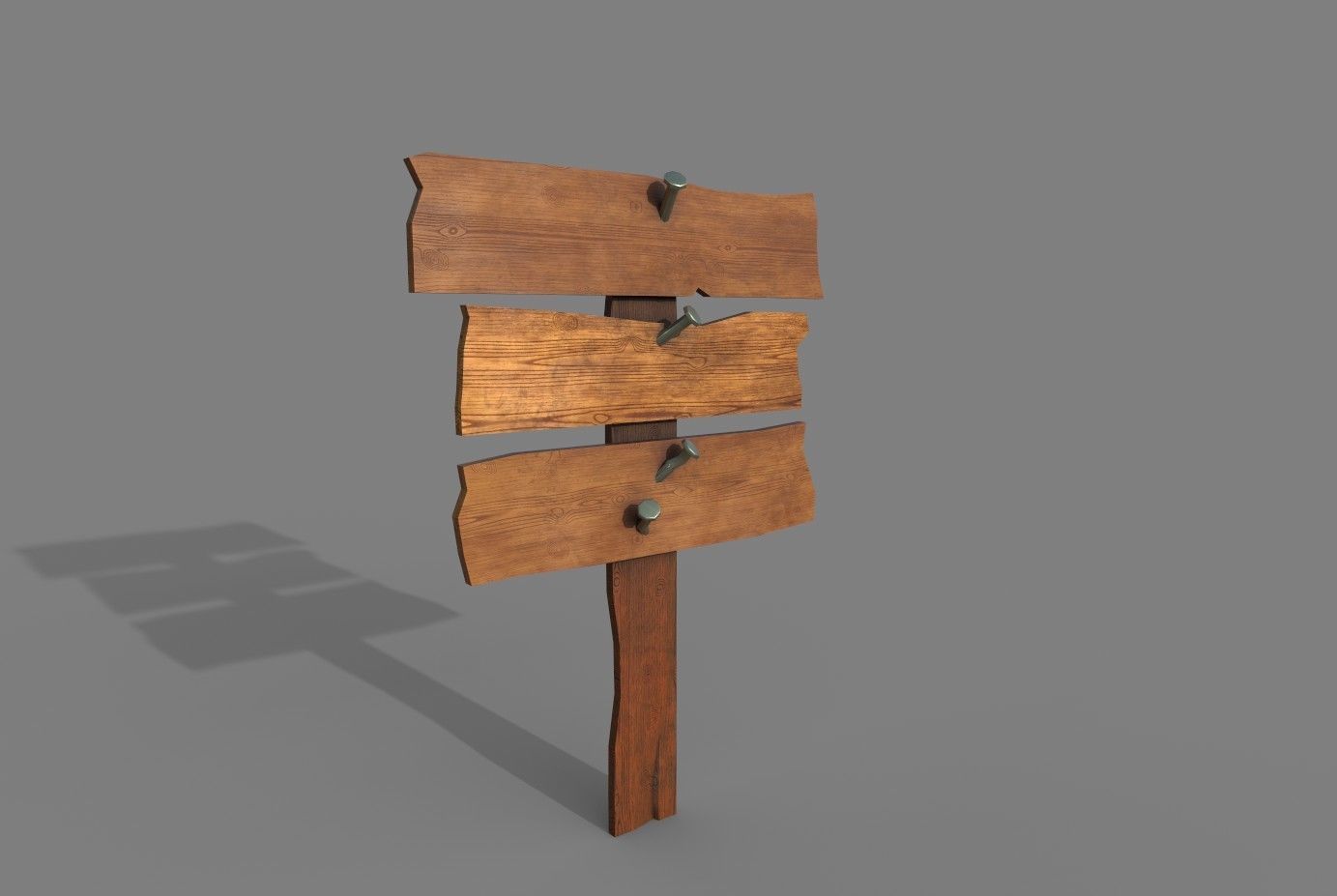 Wood Sing Low-poly 3D model_2