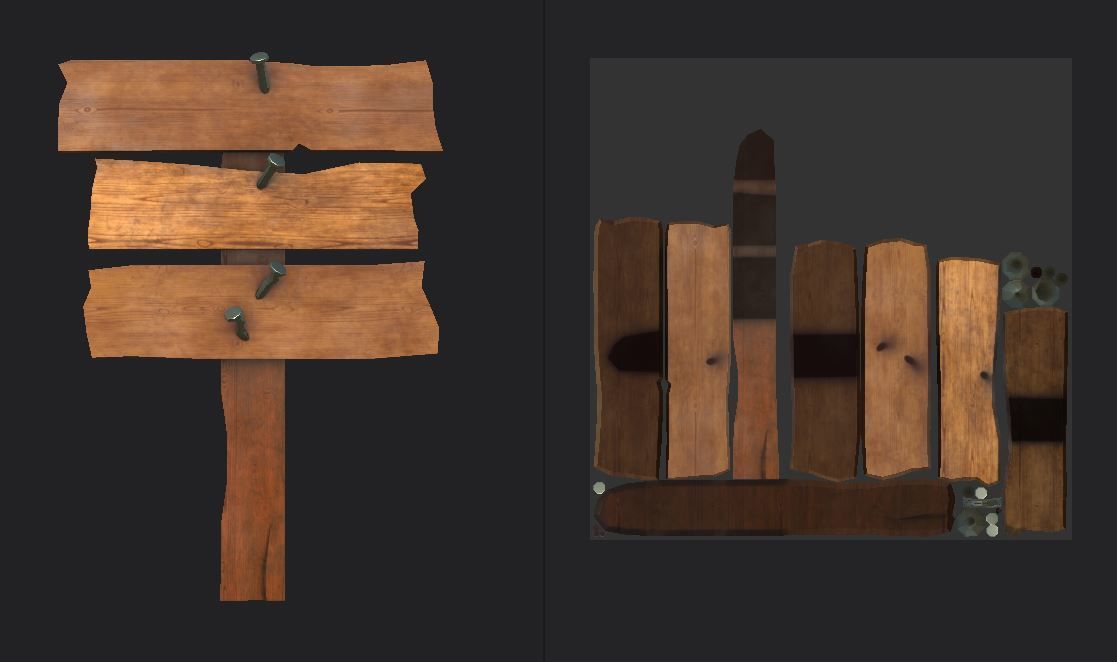 Wood Sing Low-poly 3D model_4
