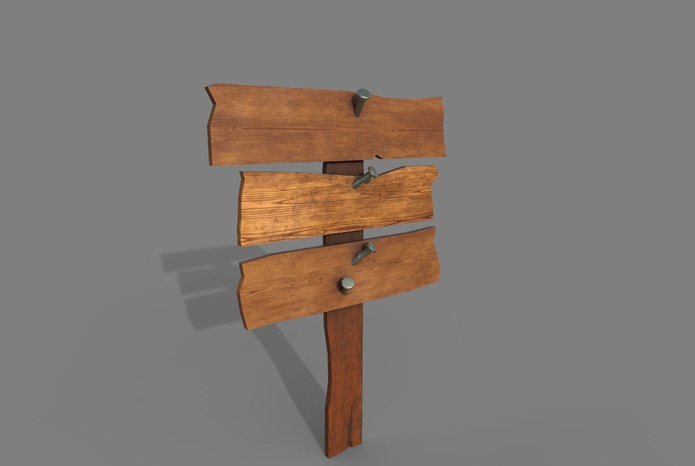 Wood Sing Low-poly 3D model_6