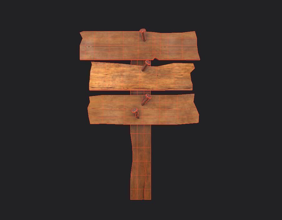 Wood Sing Low-poly 3D model_5