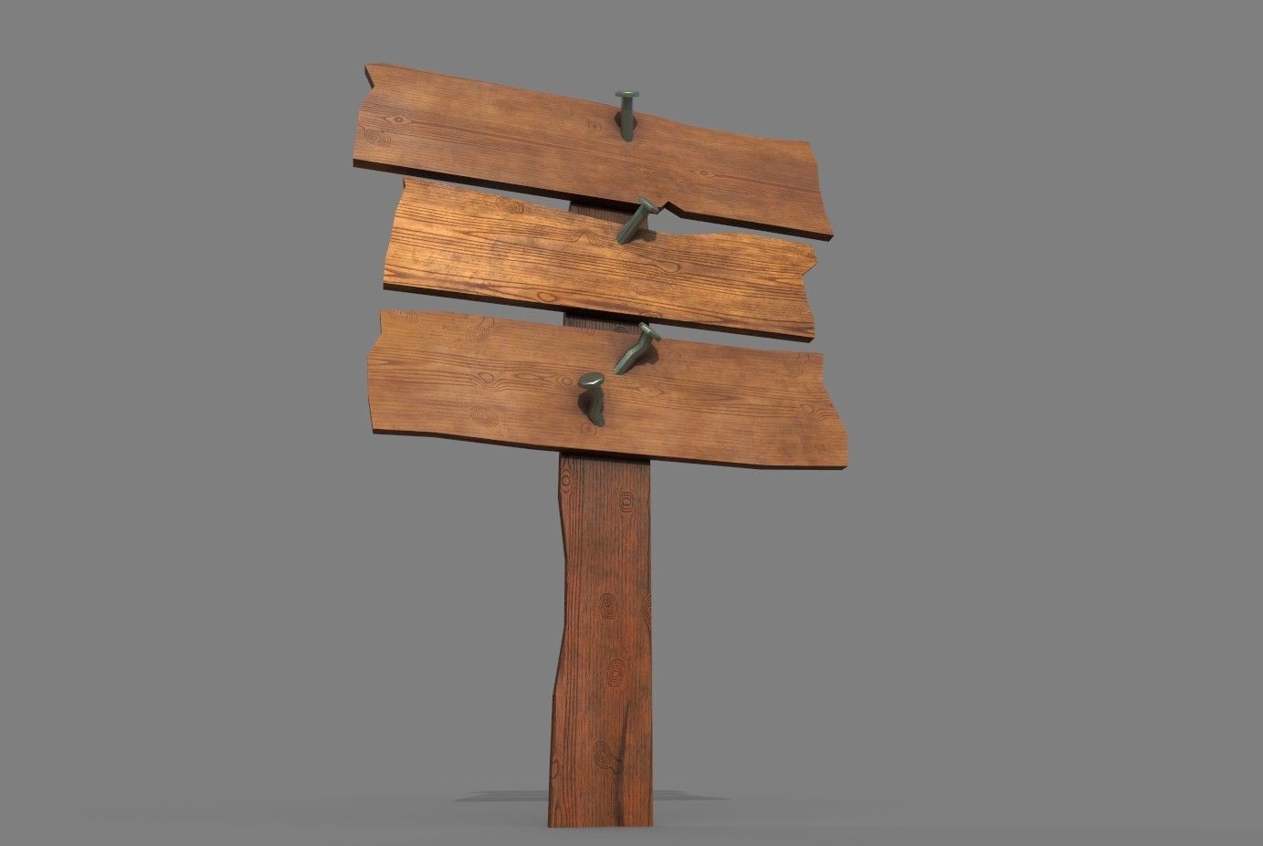 Wood Sing Low-poly 3D model_7