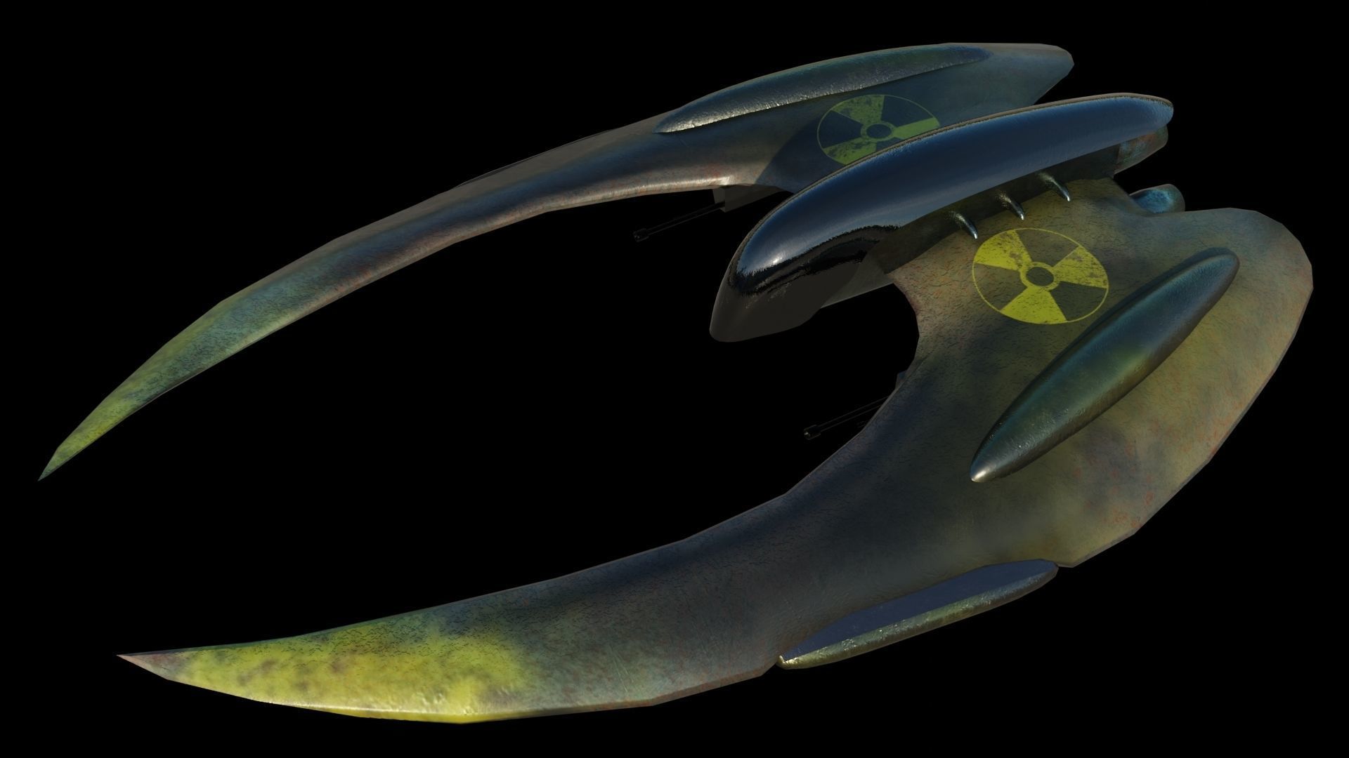 Spaceship 3D model Low poly futuristic flying in sky Low-poly 3D model_12