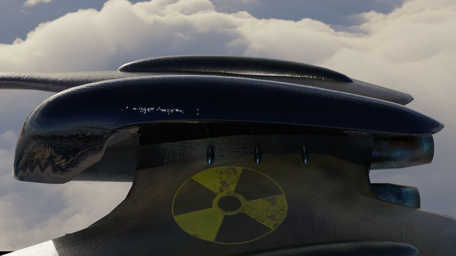 Spaceship 3D model Low poly futuristic flying in sky Low-poly 3D model_4