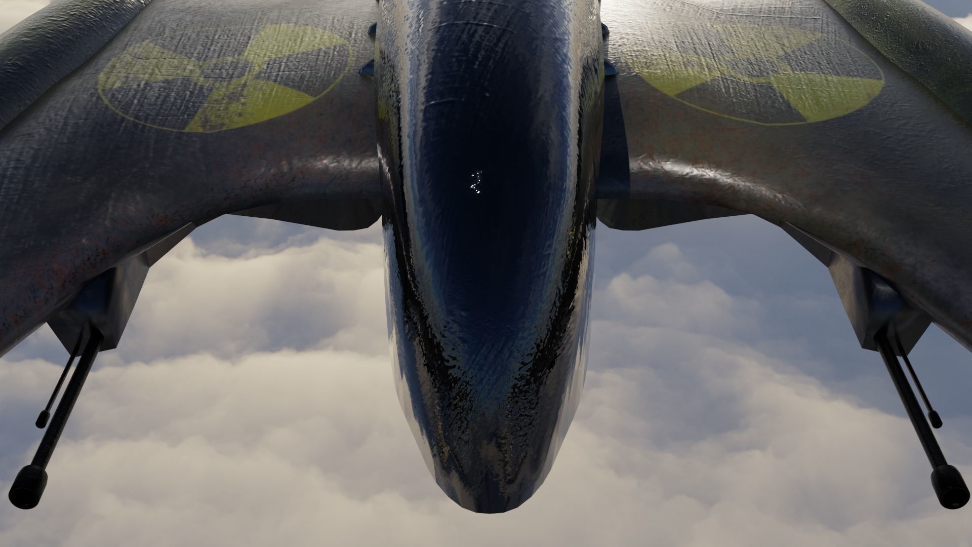 Spaceship 3D model Low poly futuristic flying in sky Low-poly 3D model_3