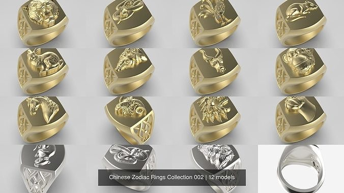 Chinese Zodiac Rings Collection 002 