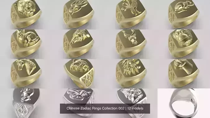 Chinese Zodiac Rings Collection 002