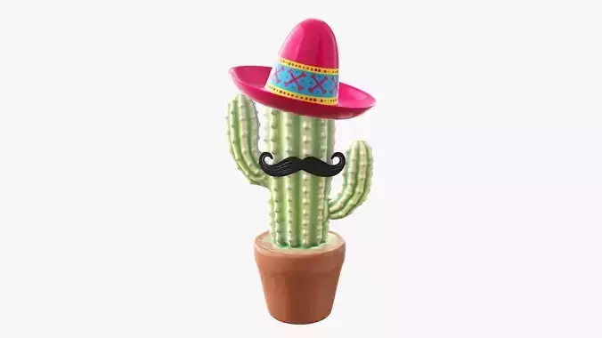 Stylized decorative cactus 3D model