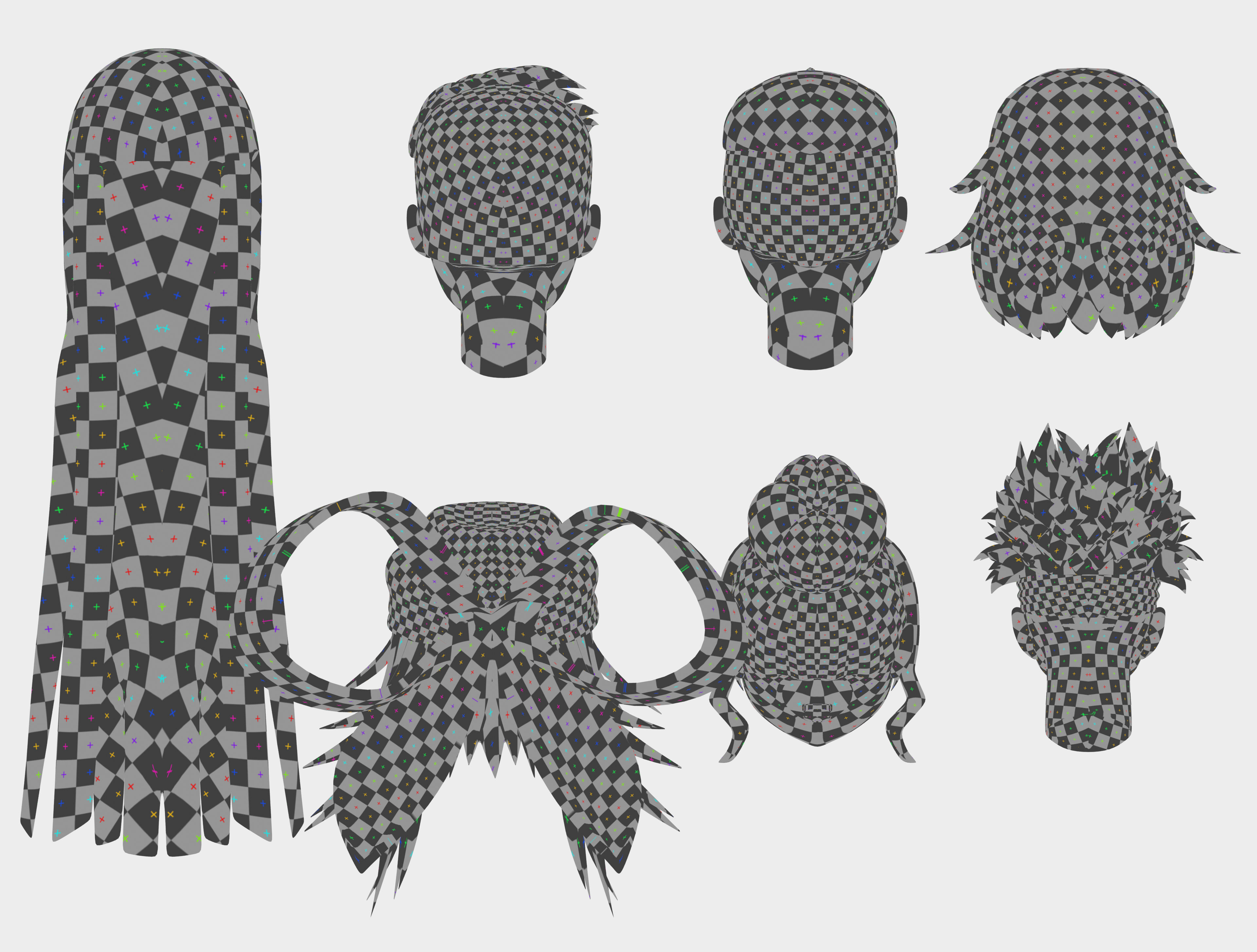 Anime Hair  Low-poly 3D model_10