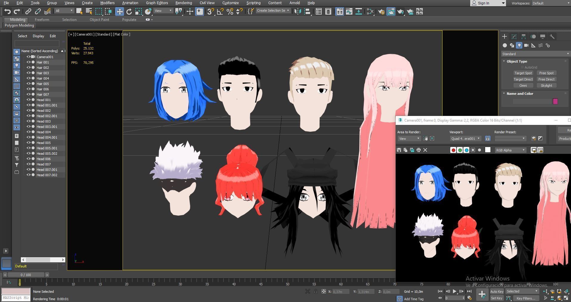 Anime Hair  Low-poly 3D model_13