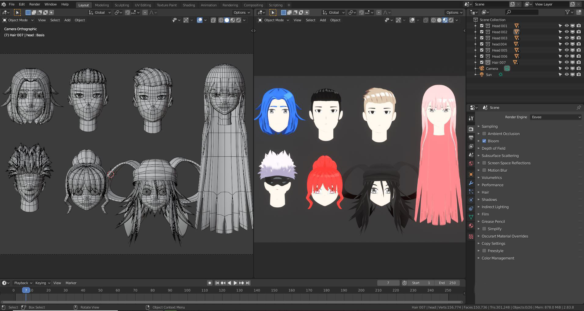 Anime Hair  Low-poly 3D model_12
