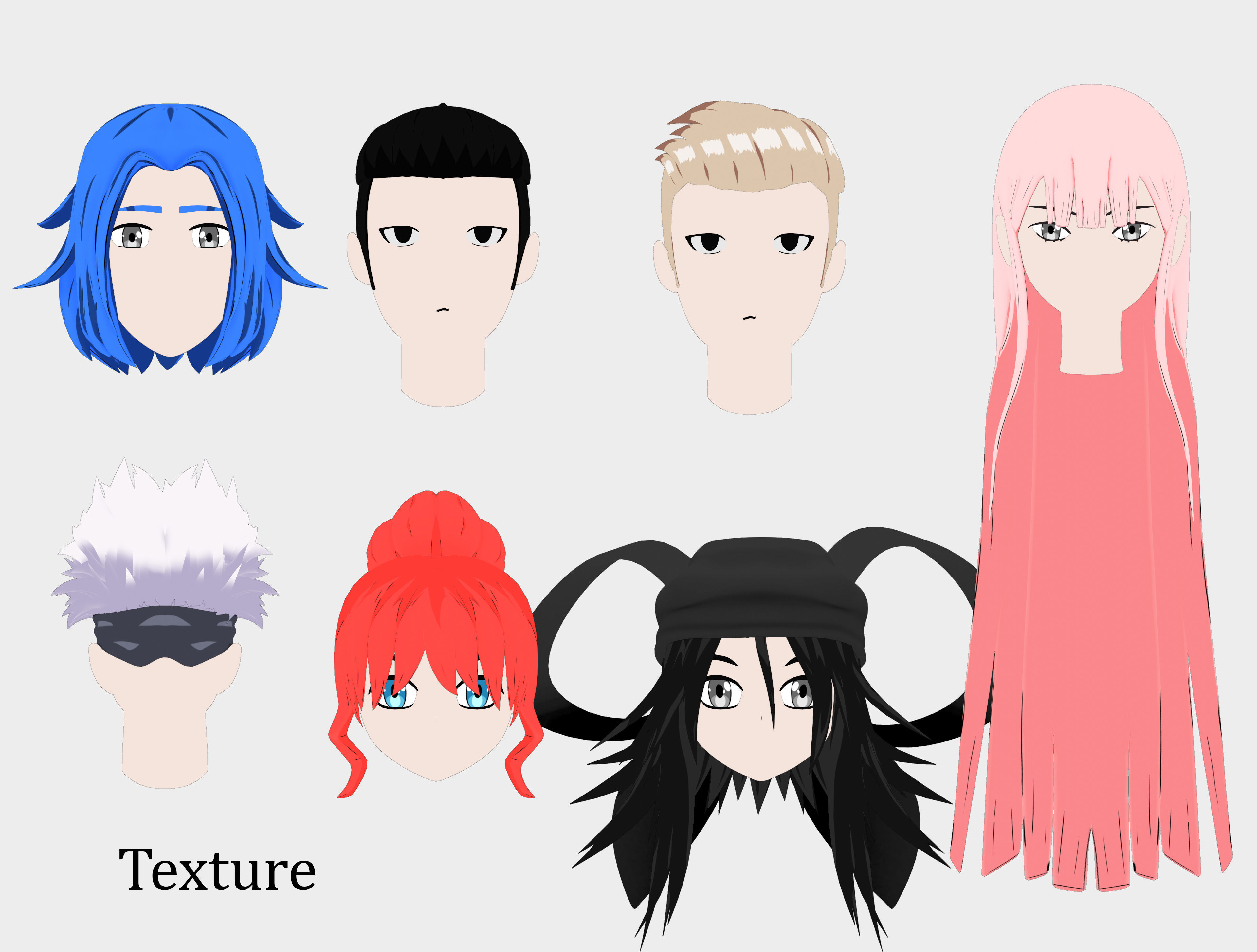 Anime Hair  Low-poly 3D model_3