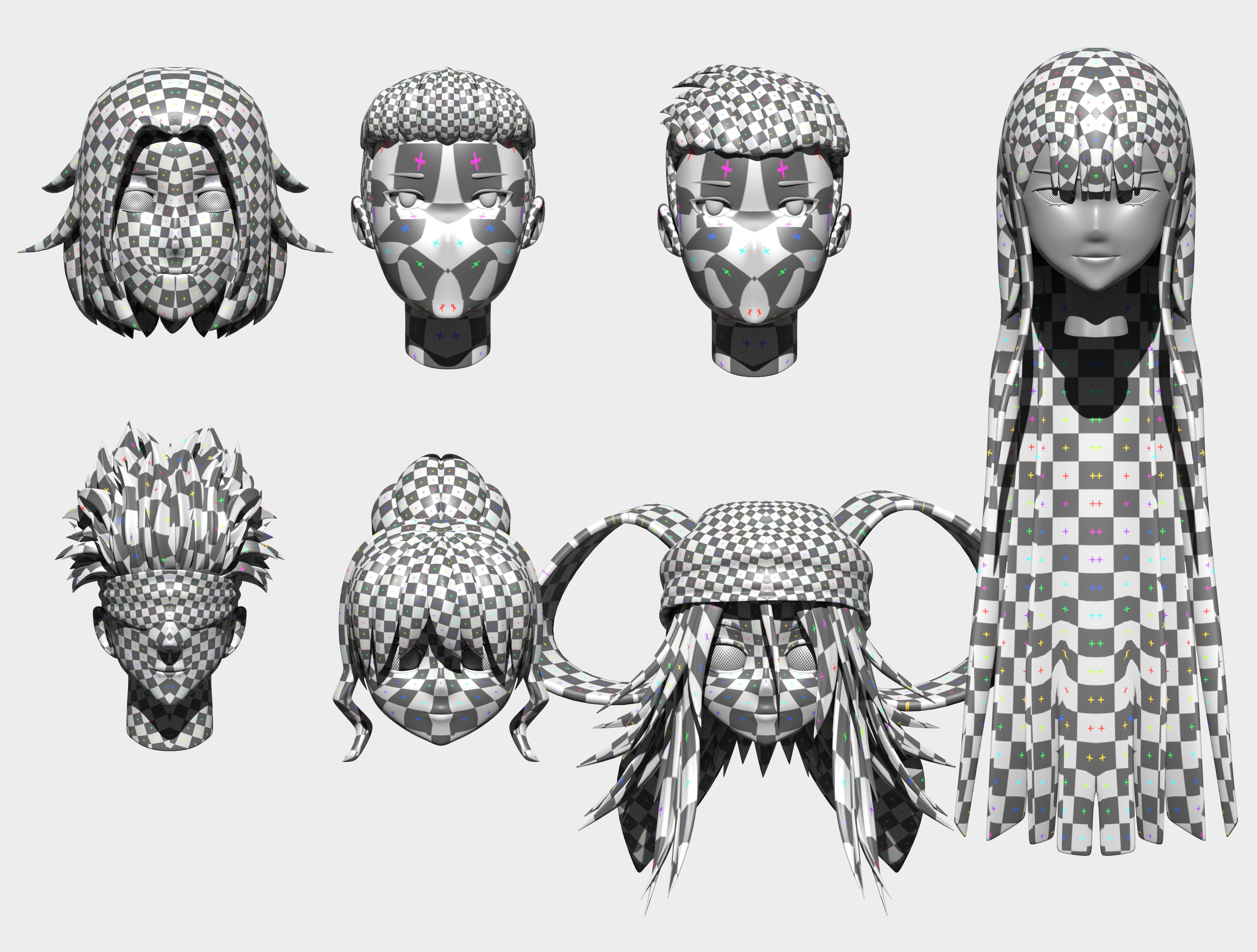 Anime Hair  Low-poly 3D model_4