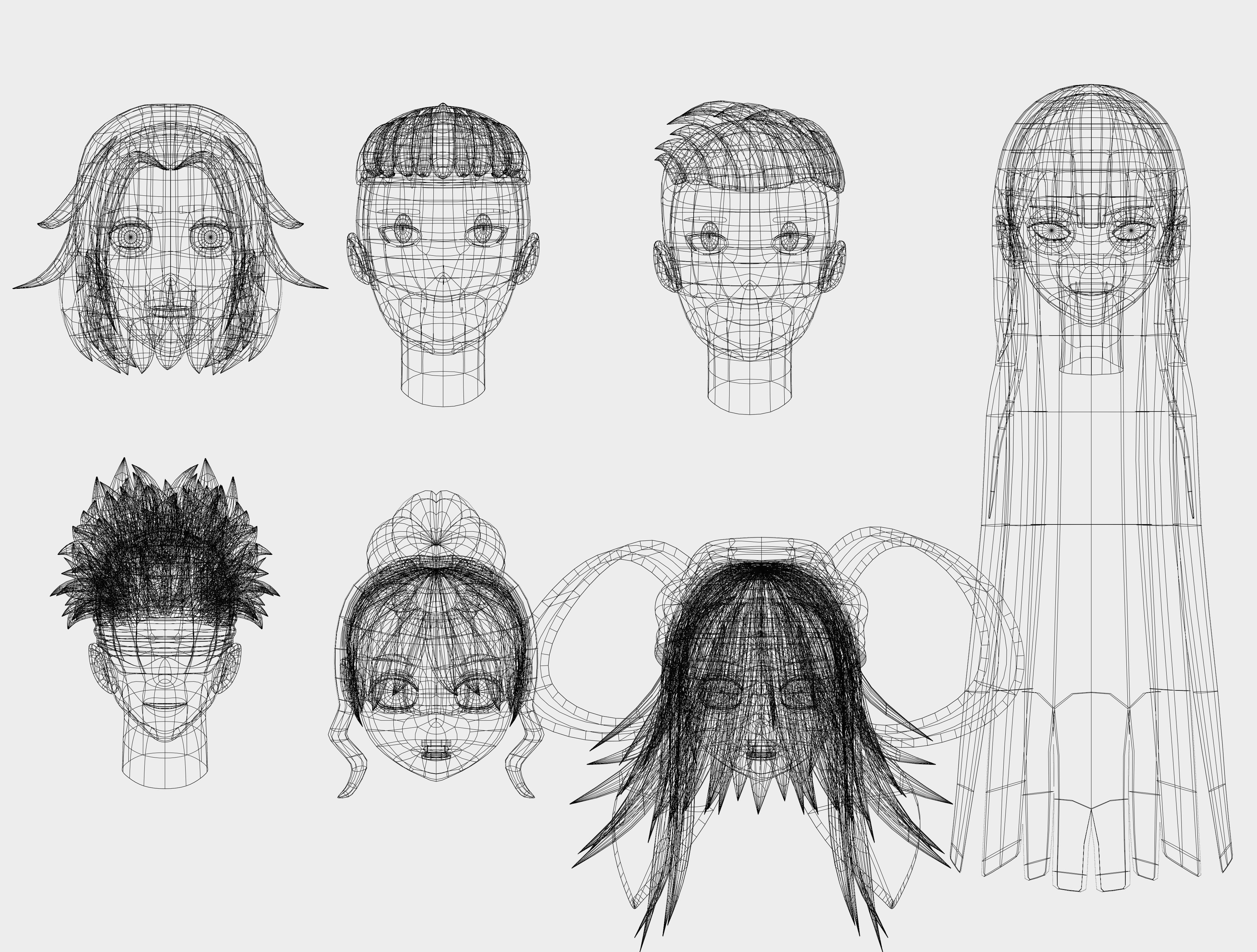 Anime Hair  Low-poly 3D model_2