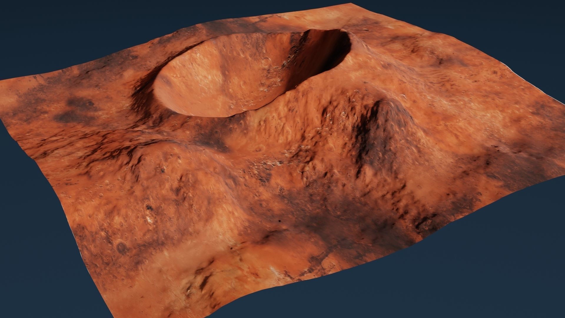 Crater 3D surface of mars with hole in it 3D model_3