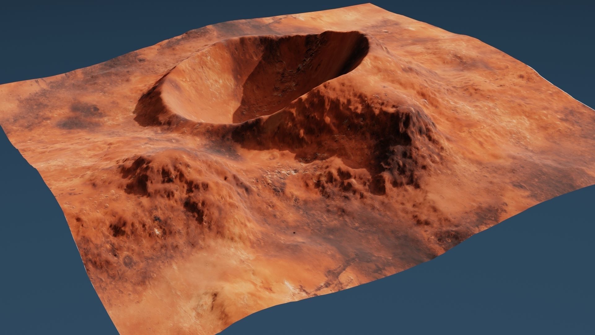Crater 3D surface of mars with hole in it 3D model_5