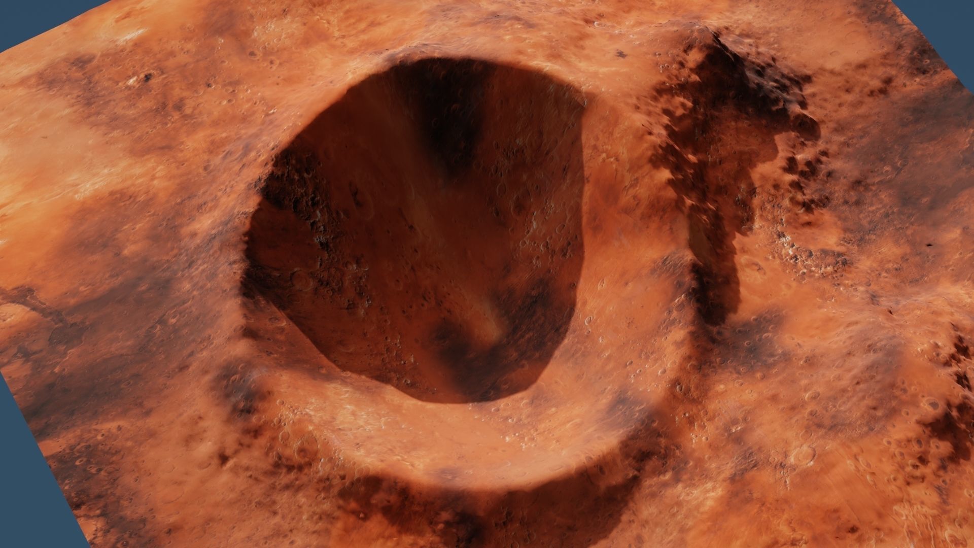 Crater 3D surface of mars with hole in it 3D model_6