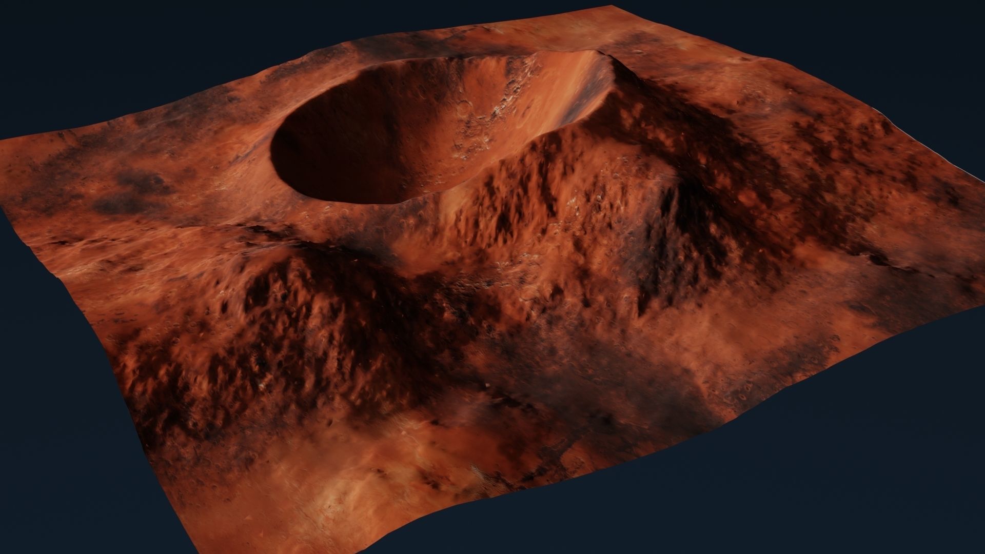 Crater 3D surface of mars with hole in it 3D model_4