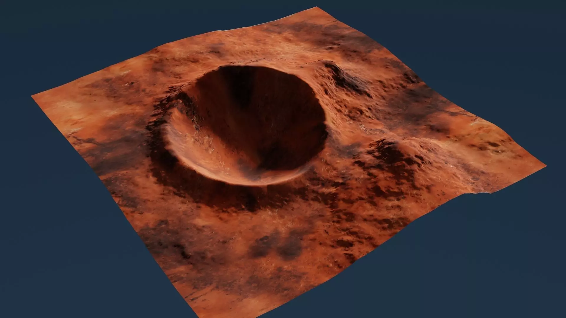 Crater 3D surface of mars with hole in it 3D model_0