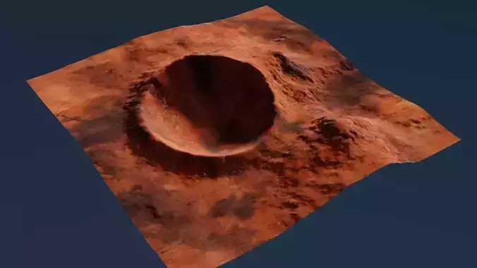 Crater 3D surface of mars with hole in it 3D model