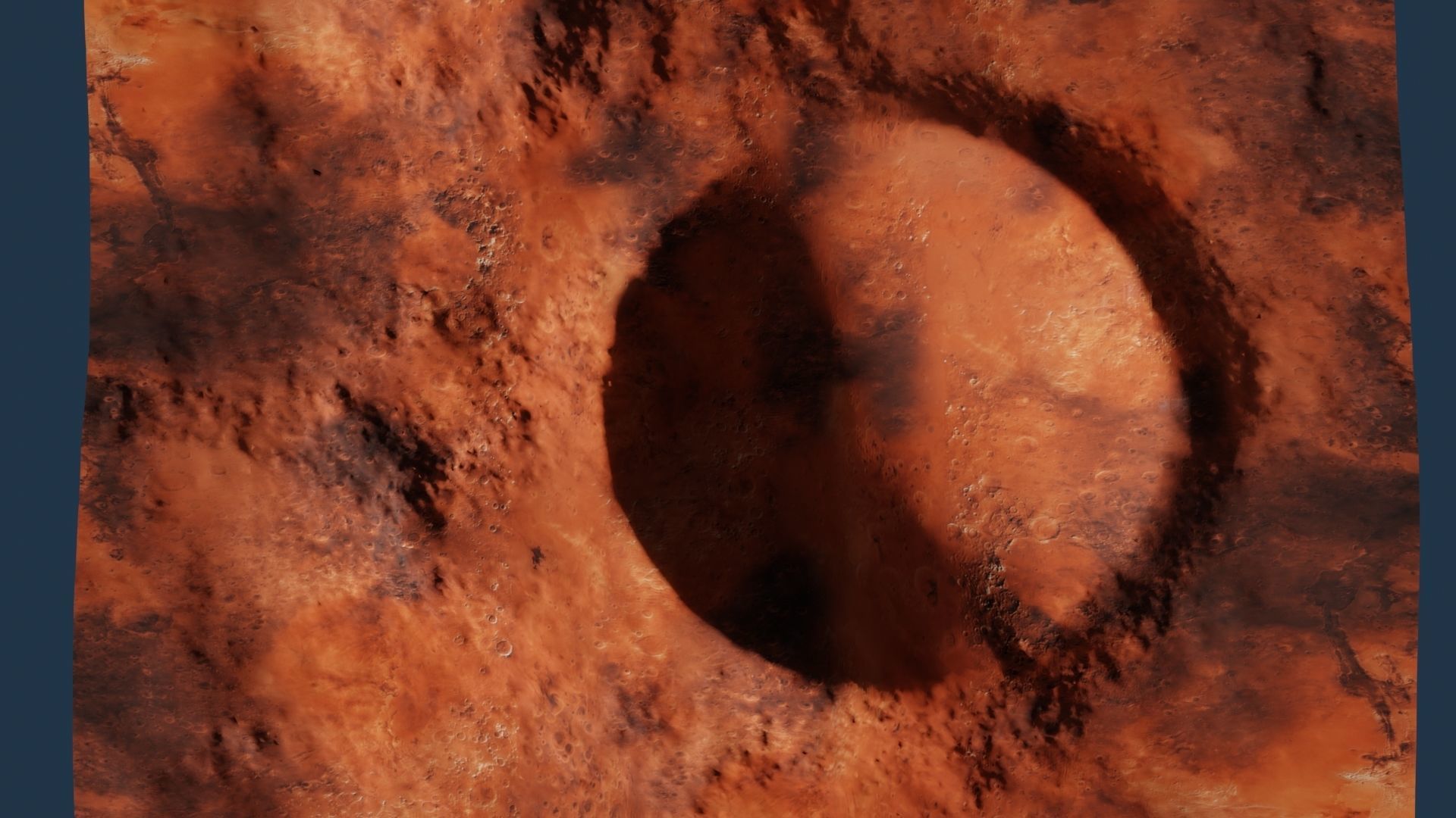 Crater 3D surface of mars with hole in it 3D model_2