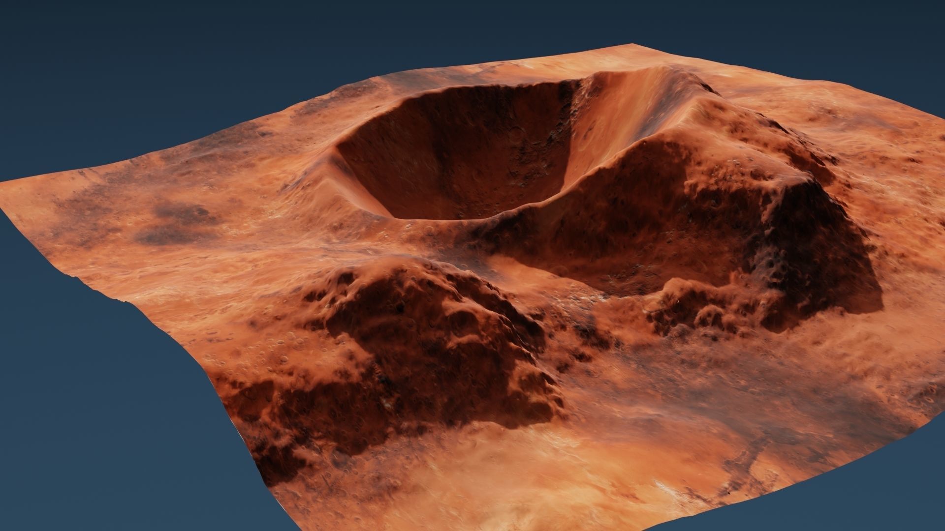 Crater 3D surface of mars with hole in it 3D model_8