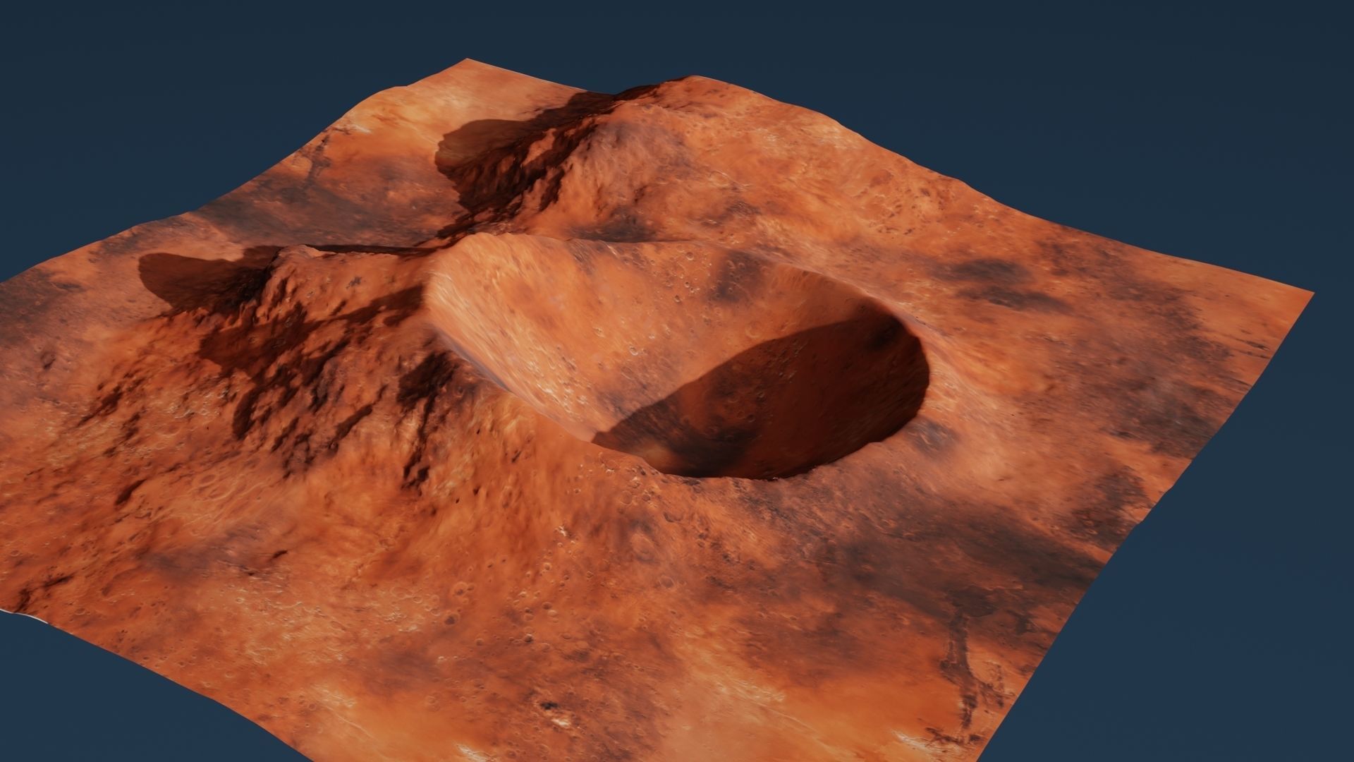 Crater 3D surface of mars with hole in it 3D model_7