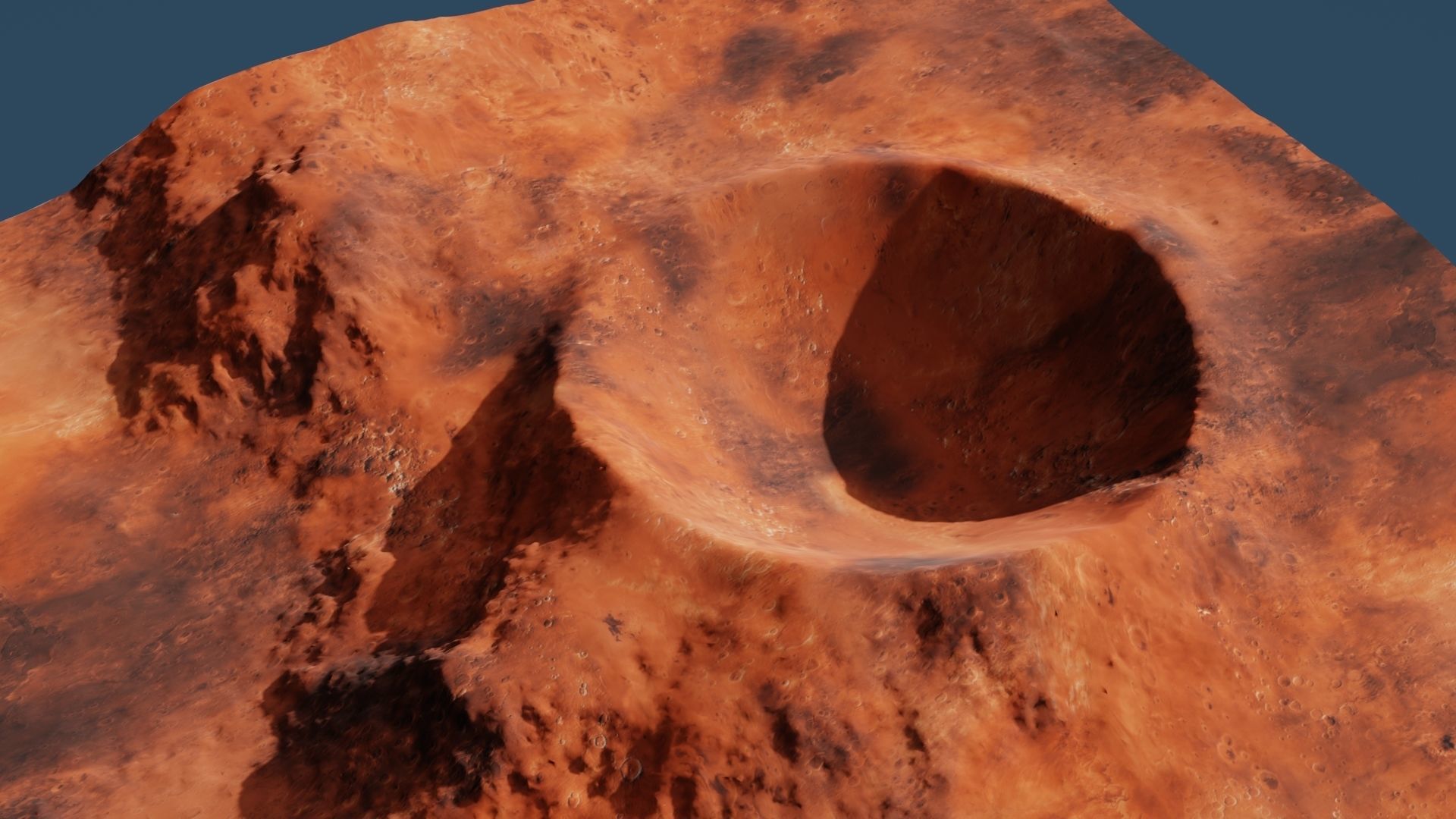 Crater 3D surface of mars with hole in it 3D model_9