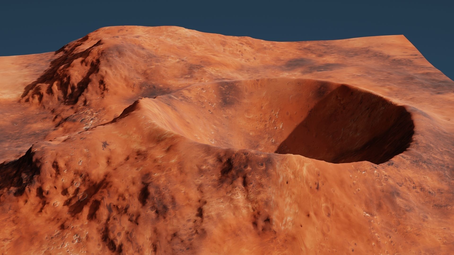 Crater 3D surface of mars with hole in it 3D model_1