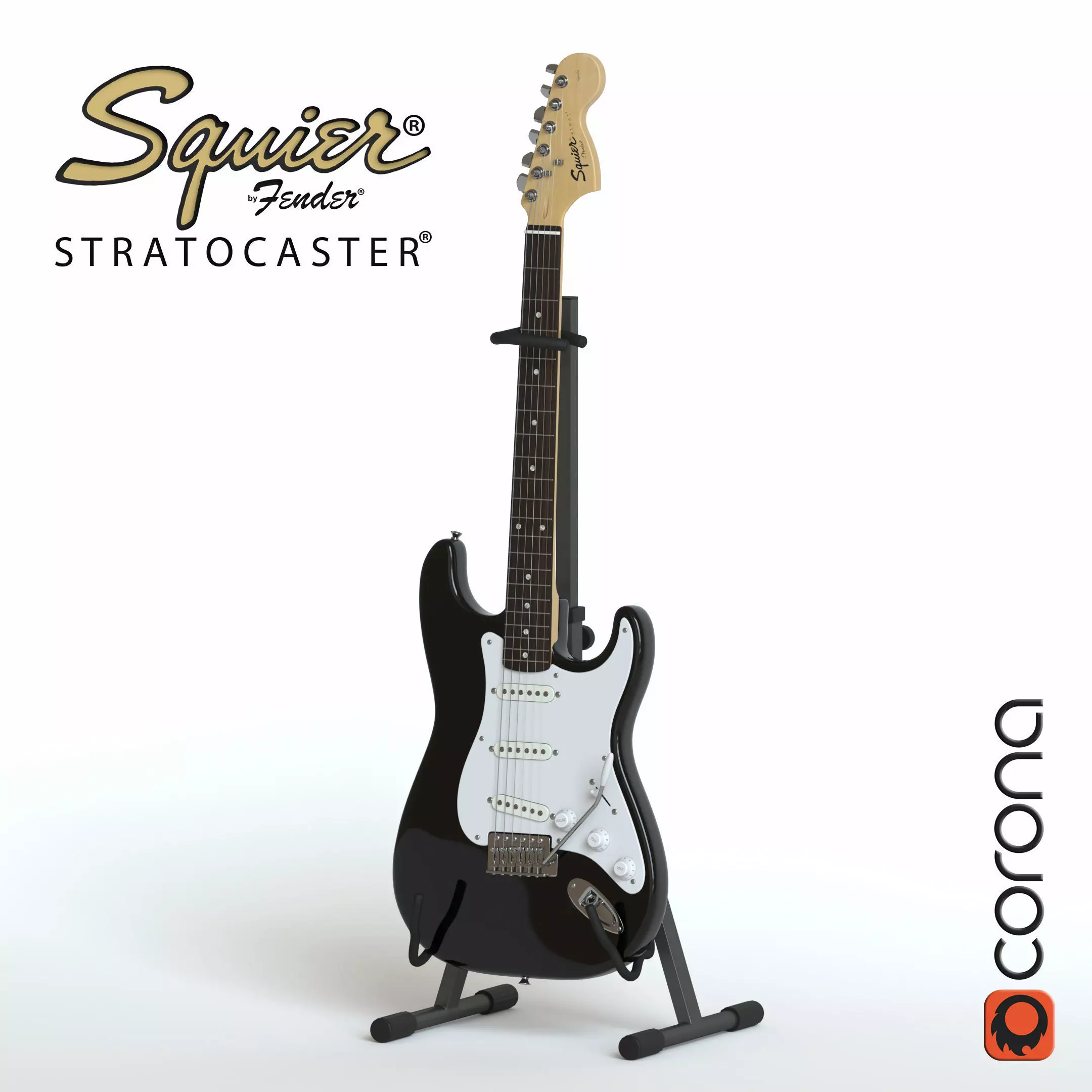 Electric Guitar Squier Fender stratocaster 3D model_0