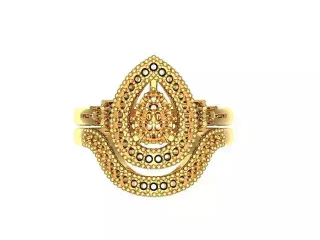 Gold Pear Shape Halo Diamond Engagement Ring