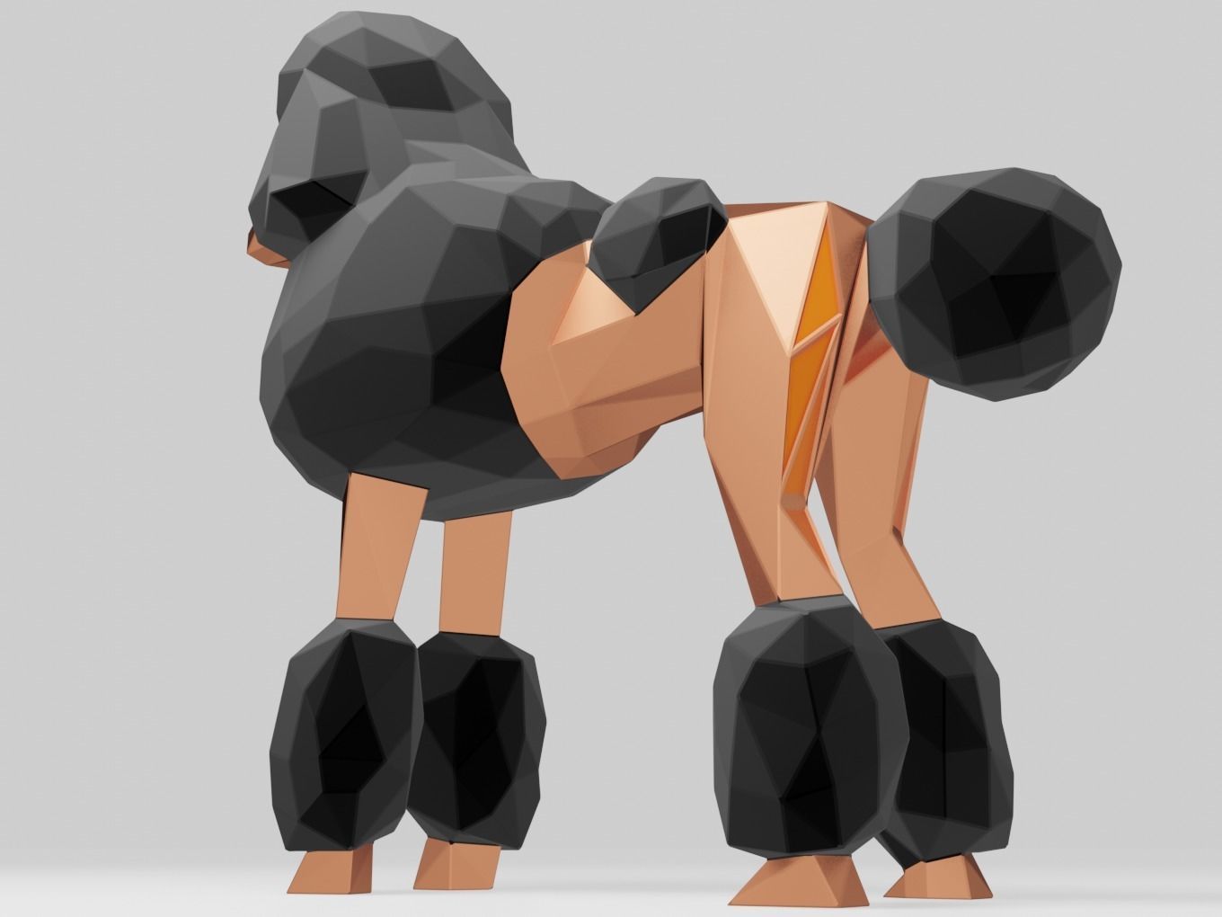 Polygonal Poodle Dog Parametric 3D print model_5