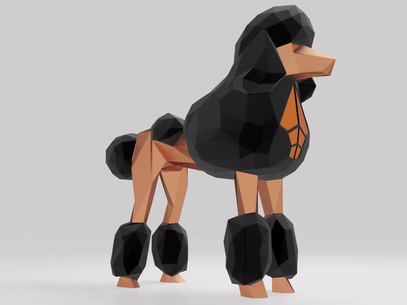 Polygonal Poodle Dog Parametric 3D print model_0