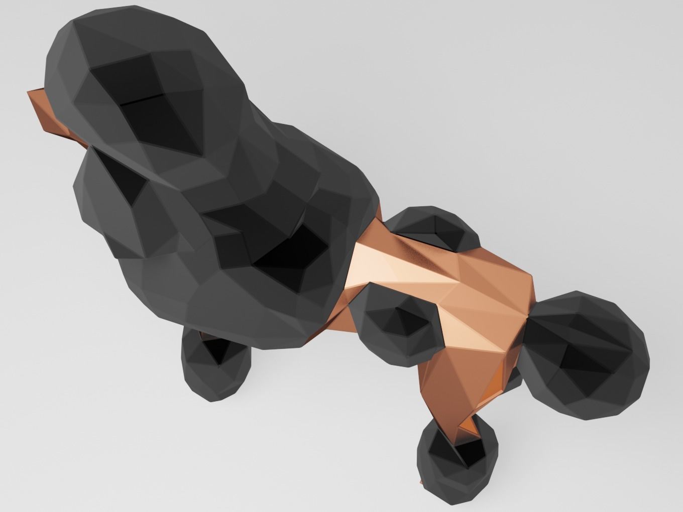 Polygonal Poodle Dog Parametric 3D print model_6