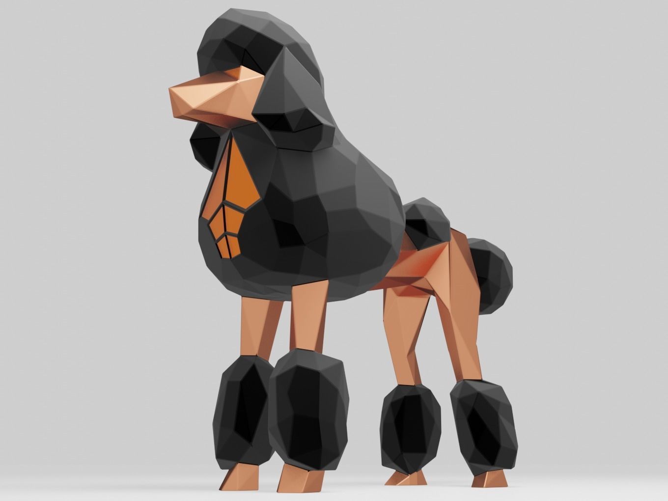 Polygonal Poodle Dog Parametric 3D print model_3