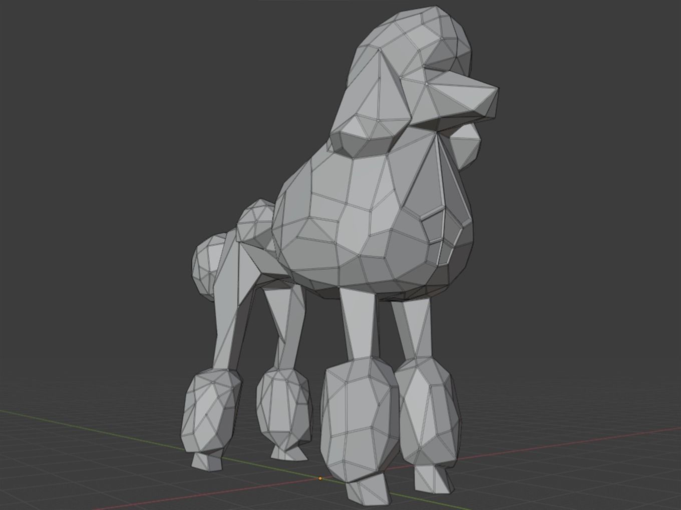 Polygonal Poodle Dog Parametric 3D print model_10