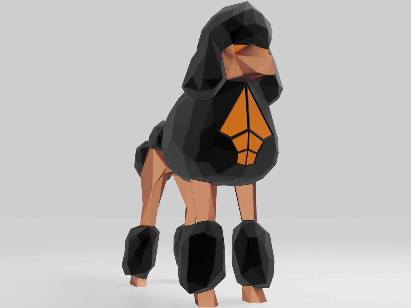 Polygonal Poodle Dog Parametric 3D print model_1
